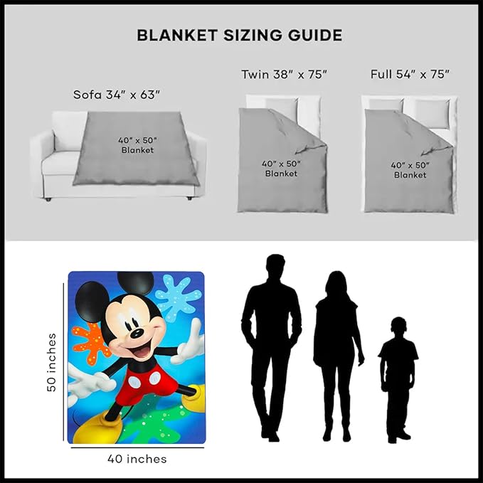 Disney Mickey Mouse Travel Blanket and Pillow Set - Bundle Throw Blanket, Neck Pillow, Stickers, More | Mickey Travel Accessories for Kids, Boys