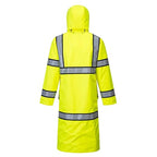 Portwest UH447 Waterproof Reversible Raincoat Hi Vis Reflective Long Safety Rain Jacket Yellow/Black, 5X-Large