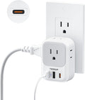 TESSAN USB C Charger Block 20W PD, Fast Charging Adapter Wall Plug, Power Outlet Extender(4 AC and 3 USB) for Cruise, Home, Office, Dorm Room Essentials, Grey