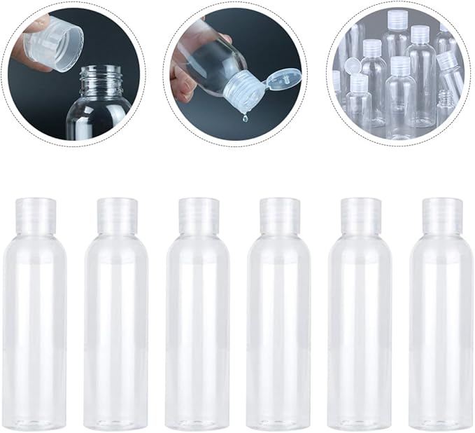 ORFOFE 6pcs 120ml Flip-top Refillable Travel Bottles, Empty Shampoo and Toiletries Containers for Bathroom and Cosmetic Use