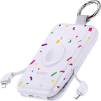 RORRY CharmGo Portable Charger, 10000mAh 20W Fast Charging Portable Charger Power Bank with Built in Cables, Travel Battery Pack for iPhone 17/16/15/14/13/12 and Apple Watch, Confetti-Purple