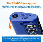 Forge TSA Approved Luggage Locks 4 Digit Combination TSA Travel Locks with TSA008, Open Alert Indicator, Zinc Alloy Body for Luggage, Suitcase, Backpack, and More. Blue 4 Locks.