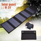 25W Portable Solar Panel Charger Output 15W 5V 1.5A 2USB, Foldable Solar Panel Charger for Laptops Phones,Mini Fans,Ipads,with a USB Extension Cable (Black)