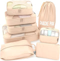 Shacke Packing Cubes for Travel 8 Set - Premium Luggage Organizer Bags - Versatile Travel Organizer for Women and Men - Optimized Packing Bags - Travel Essentials (Cream)