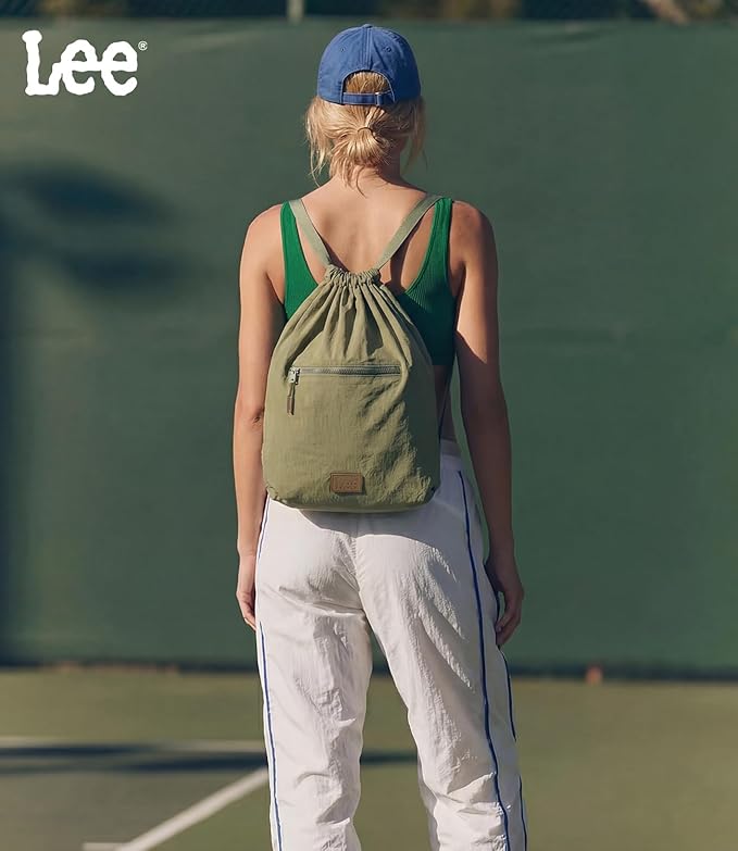 Lee Drawstring Backpack Bag Lightweight Small Gym Swim Beach Bag Water Resistant Sports Sackpack for Men Women, -LEE48-002DKH
