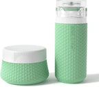 2 oz Travel Bottle Silicone Small Liquid Travel Containers 2 Pack Leak Proof TSA Approved Bottles On The Go Size Traveling Kit for Toiletries Shampoo Body Wash Skincare Lotion Women Men Leather Green