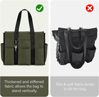 Becokan Large Tote Bag for Women Waterproof with 12 Pockets Top Zipper Closure Utility Teacher Nurse Bags for Work School