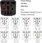 US Travel Plug Adapter EU/UK/AU/in/CN/JP/Asia/Italy/Brazil to USA (Type B), 3 Prong Grounded USA Wall Plug, International Mini Travel Adapter and Converter, Wall Outlet Power Charger Converter Black