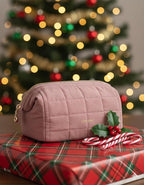 BAGSMART Makeup Bag Travel Toiletry Bag, Puffy Padded Make Up Bags for Women Makeup Organizer Case, Wide-open Pouch Purse Travel Essentials Toiletries Accessories Brushes, Dark Pink