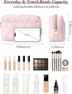 Noozion Makeup Bag Travel Toiletry Bag, Puffy Padded Cosmetic Bag for Women, Makeup Organizer Case, Wide-open Pouch Purse, Travel Essentials