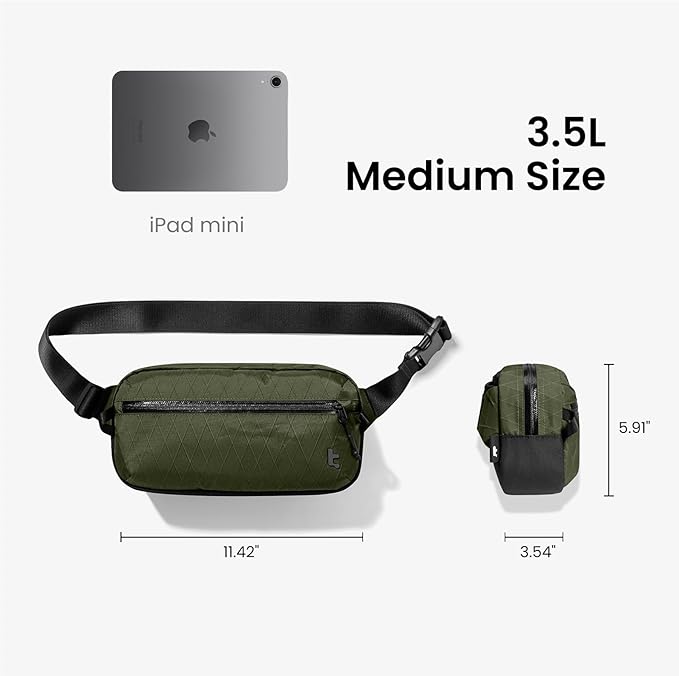 tomtoc 3.5L X-Pac Sling Bag with RFID Blocking, Crossbody Bag Minimalist Chest Shoulder Pack for Men/Women, Water-resistant Lightweight Casual Funny Pack for Travel/Daily Commute