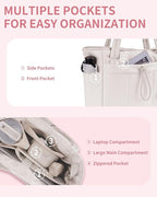 Wandering Nature Puffer Tote Bag with Cup Holder & Laptop Compartment & Trolley Sleeve for Travel, Work, Nurse, Women