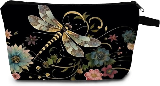 Dragonfly Print Women Makeup Bag Outdoor Portable Cosmetic Bag Toiletry Kit Travel Organizer