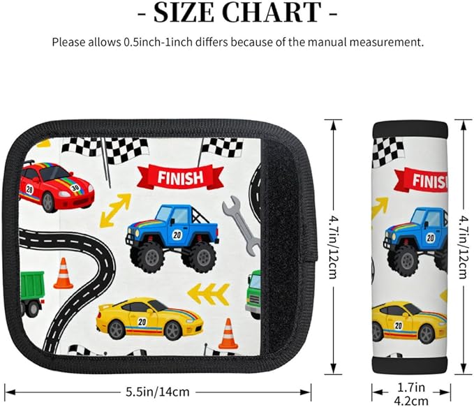 2 Pack Luggage Handle Wrap with Travel Tags - Non-Slip Protective Cover Soft Handle Grips Covers for Suitcase(Racing)