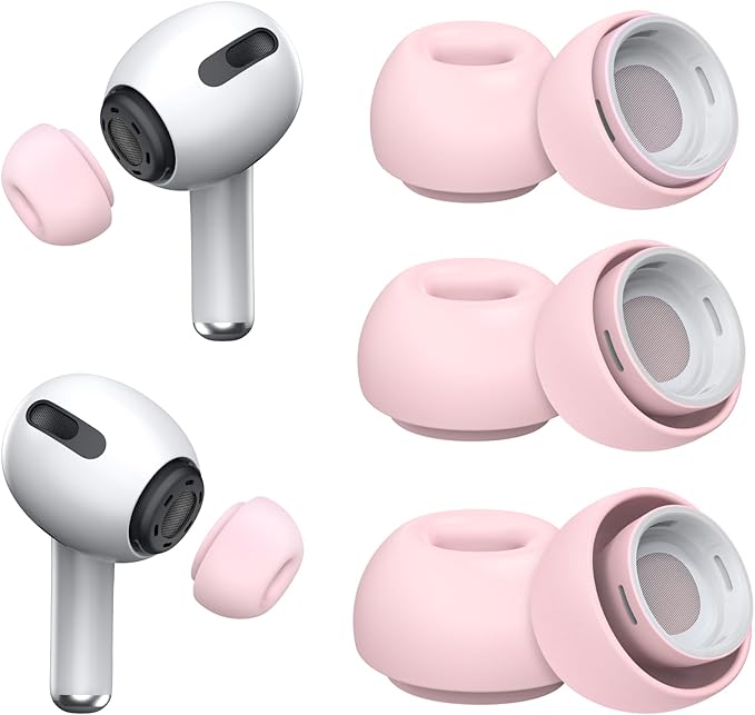 3 Pairs Replacement Ear Tips for AirPods Pro and 2nd Generation with Noise Reduction Hole, Silicone Ear Tips for AirPods Pro with Portable Storage Box and Fits in Charging Case (S/M/L, Pink)