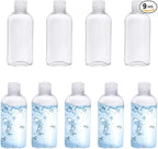 Clear Plastic Empty Squeeze Bottles 9 Pack 3.4oz/100ml with Flip Cap TSA Travel Bottle for Shampoo, Conditioner & Lotion (9 Counts)