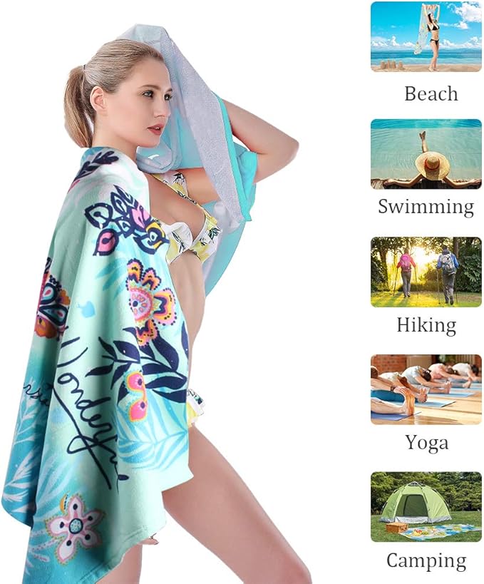 Beach Towel Microfiber Beach Towels Sand Free Quick Dry Lightweight Travel Towels Oversized Large Quick Cute Starfish Design 30×60 inch Beach Towels for Kids Women Men Pool Swim