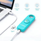 Rechargeable Personal Safety Alarm, 130dB Emergency Siren with LED Flashlight, Portable Keychain for Women, Kids, Elderly, Night Running & Travel (Aqua)
