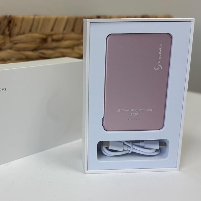Custom Engraving Power Bank 5000mah,Customized Portable Charger with Name,Logo,Picture,Gift for Employees,Clients(Misty Rose)