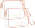 Icramsy Clear Makeup Bag,2 Pack TSA Approved Toiletry Bag Travel Toiletry Bag Hanging Makeup Cosmetic bag for Women Men (Rose gold)