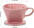 Pour Over Ceramic - Coffee Dripper Ceramic Coffee Maker with 3 Holes Flat Bottom, Porcelain Slow Filter Cone for Travel, Camping, Office, Home, Coffee Maker Brew, Pink