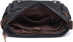 Vintage Genuine Leather Waxed Canvas Briefcase Large Satchel Shoulder Bag Rugged Computer 15.6" Laptop Bag