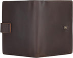 Polare Slim RFID Blocking Leather Passport Holder Travel Bifold Wallet For Men (Dark Brown(Snap Version))
