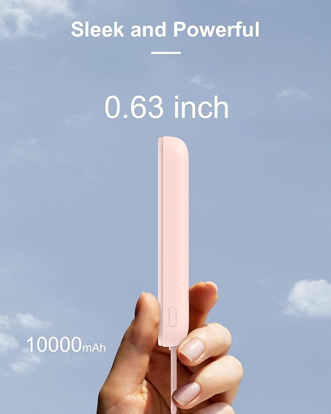 AsperX Wireless Portable Charger, 10000mAh Magnetic Power Bank with Type-C Cable, 22.5W PD Fast Charging Output Portable Battery Pack for iPhone 17/16/15/14/13/12/ All Series, Pink