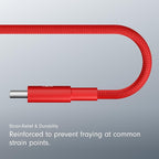 Beats USB-A to USB-C Woven Cable Fast Charging Durable and Tangle-Free Design Compatible Charger for Apple & Android Devices (1.5 m, 5 ft) - Rapid Red
