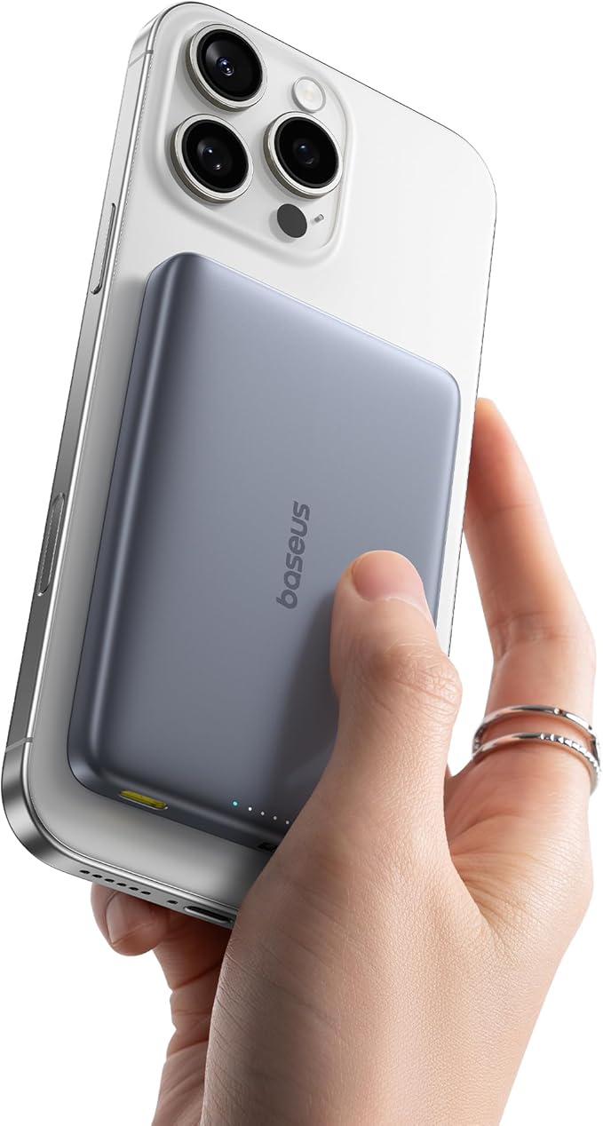 Baseus Picogo Magsafe Portable Charger for MagSafe Portable Charger Qi2 Certified 15W Wireless Magnetic Power Bank 10000mAh with USB-C Cable
