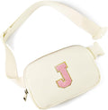 Gitus Personalized Gifts Birthday Gifts for Girls Fanny Pack Cross Body Bags with Initial Letter Preppy Stuff Gifts for Her Girlfriend Wife Sister Friends Mom (Ivory-J)
