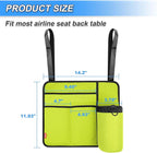 Airplane Seat Back Organizer & Storage, Airplane Tray Table Cover for Personal Items, Airline Seat Hanging Pockets Media Pouch,Reusable Travel Essentials,Fits Tablets,Cell Phone,Water Bottle (Green)