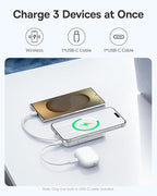 Baseus Magsafe Power Bank, 10,000mAh 30W Magnetic Portable Charger, Fast Charging Wireless Battery Pack with Built-in Braided USB-C Cable for iPhone 17 Pro Max/Air/16/15/14/13, AirPods, iPad and More
