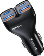 USB C Car Charger, 111W 4 Ports Super Fast Car Charger Adapter, Dual USB-C & USB-A PD30W/QC22.5W Fast Charging Cigarette Lighter for iPhone 17/16/15/14/13, Samsung Galaxy S25 Ultra/S24, Pixel, Android