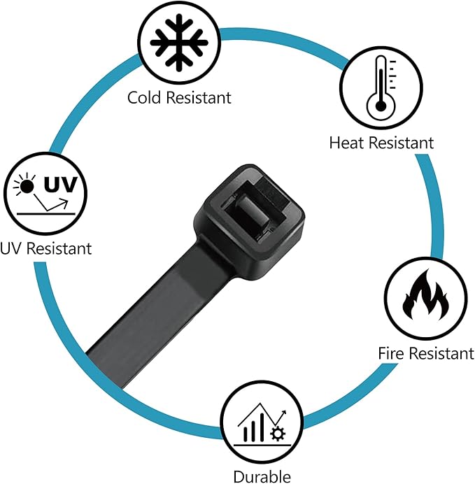 Zip Ties 6 inch with 25 lb Tensile Strength, Black Cable ties, 1000 Pack, ANOSON