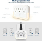 Multi Plug Wall Mount Outlet Adapter, Outlet Extender with Light-Sensing,Power Strip with Warm Night Light for Home Office Hotel Travel-White(1 Pack)