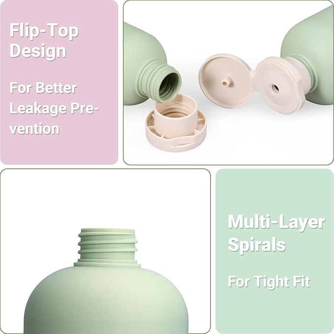 ASEVAT 6.7oz 3Pcs Plastic Refillable Travel Shampoo and Conditioner Bottles Refillable Travel Bottle with Flip Cap Plastic Refillable Shampoo and Conditioner Bottles