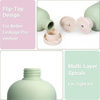 ASEVAT 8.8oz 4Pcs Green Plastic Refillable Travel Shampoo and Conditioner Bottles Plastic Refillable Travel Shampoo Bottles with Flip Cap Shampoo and Conditioner Dispenser