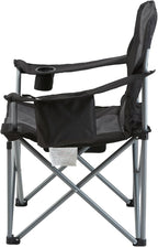 VEVOR Oversized Camping Folding Chair, Portable Heavy Duty Outdoor Quad Lumbar Back Padded with Side Pockets, Cup Holder and Cooler Bag for Beach, Lawn, Picnic, Fishing, Backpacking, Black