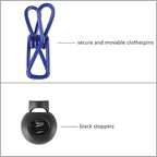 11ft Blue Windproof Clothesline with 12 Clips, Adjustable for Home, Travel & Outdoor Use