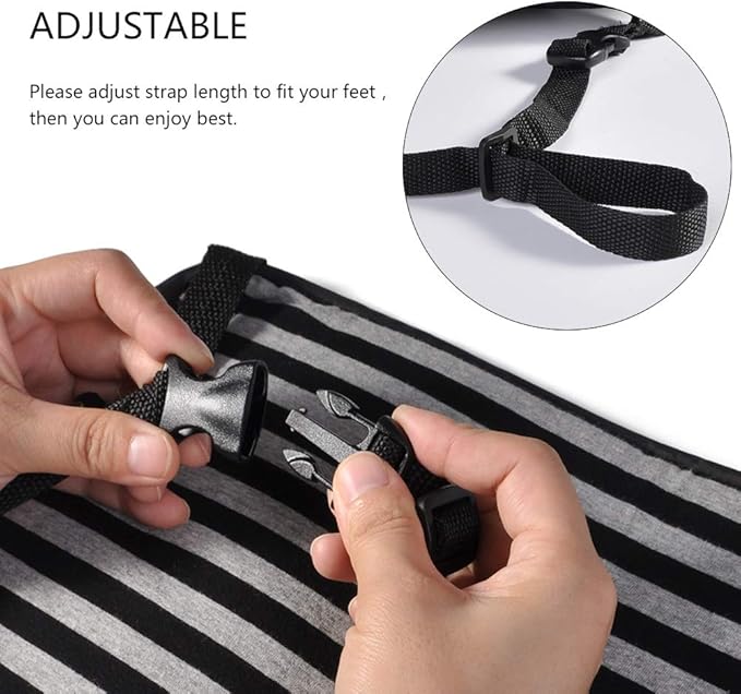 Travel Footrest for Airplane Office and Commute Adjustable Portable Foot Hammock with Soft Padding for Flights Rides and Desk Use