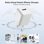 iPhone Charger,[Apple MFi Certified]2Pack iPhone Quick Charging Lightning Cable Data Sync Cord with USB A Wall Charger Block Box Travel Plug Adapter for iPhone 14/13/Pro/Max/XR/X/Xs/Max/8/Plus/SE/iPad