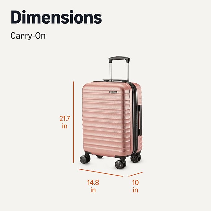 Amazon Basics 21" Hardside Carry-On Luggage with Multi-directional Wheels, Expandable for Up to 25% More Space, Scratch-Resistant Surface, Rose Gold