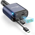 DreamBee Retractable Car Charger,66W 4 in 1 Super Fast Charge Car Phone Charger,Gifts for Men Women Car Truck Accessories for iPhone 17/16/15/14/13/12 Pro Max XR,iPad,Samsung,Pixel-Blue
