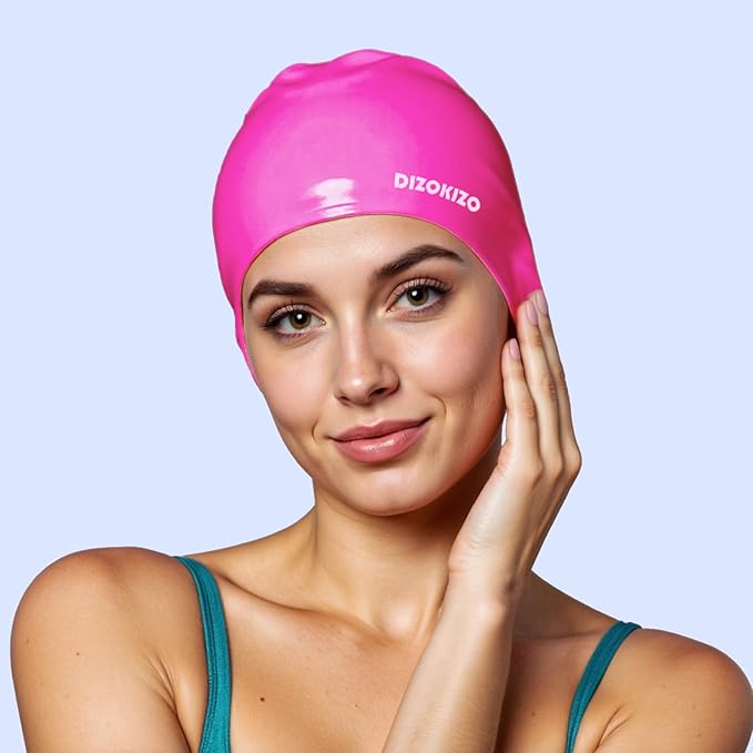 2pcs High Elasticity Silicone Swim Cap for Women and Men, Comfortable Non-Slip Swimming Caps for Long and Short Hair, Durable Waterproof Swim Hats for Adults, Keep Hair Dry