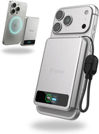 5K Magnetic Power Bank, Silver, Qi2 Certified 15W Wireless Charger, LCD Display, Ultra-Slim Solid-State Battery Pack for iPhone 17/16, Lightweight Travel, Everyday Use USB-C Portable Charger
