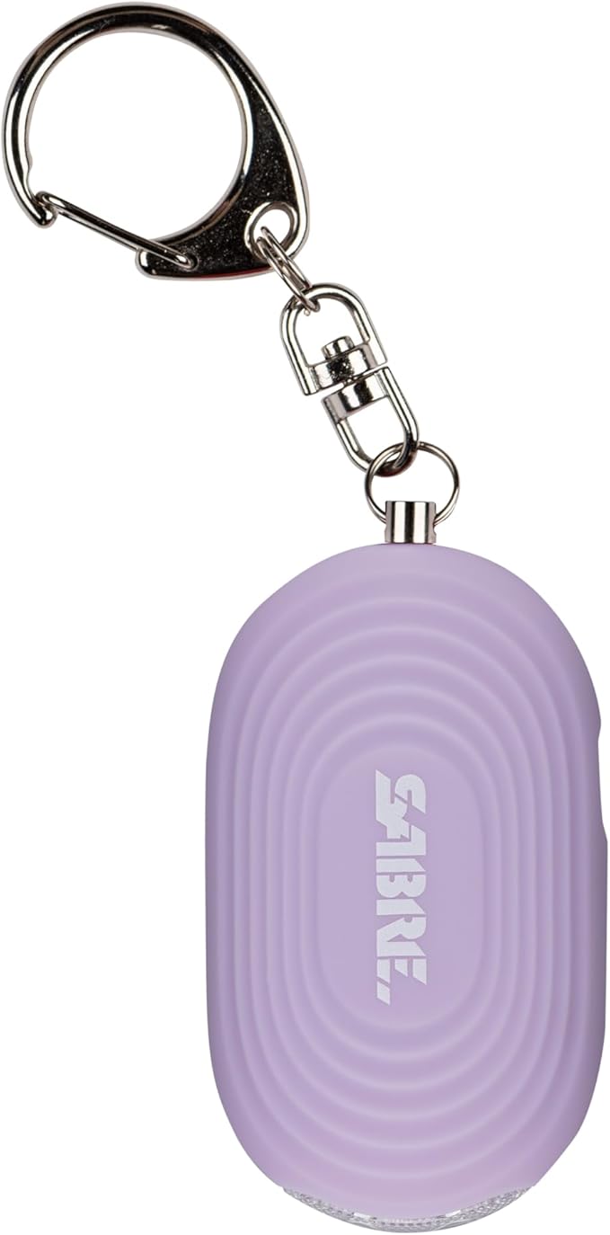 SABRE 2-in-1 Personal Alarm with LED Light, 130dB Personal Safety Siren, Snap Hook for Instant Access, 1,250 Foot (381 Meters) Range, Compact Design for Easy Attachment to Purse, Bag, or Keys