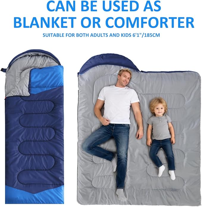 oaskys Camping Sleeping Bag - 3 Season Warm & Cool Weather - Summer Spring Fall Lightweight Waterproof for Adults Kids - Camping Gear Equipment, Traveling, and Outdoors