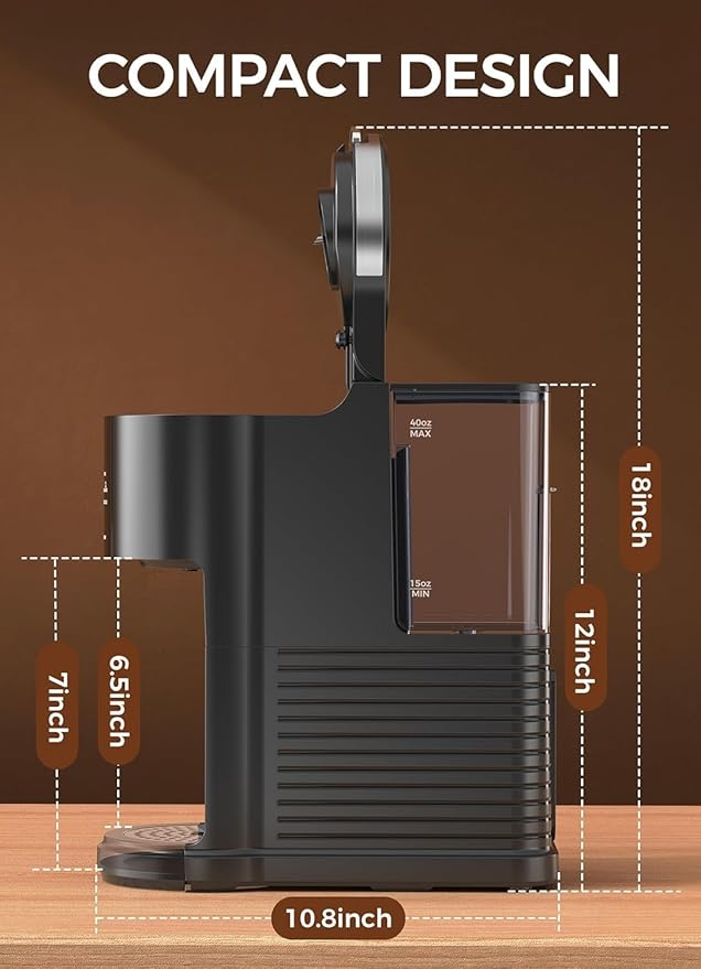 COWSAR Single Serve Coffee Maker, 2 in 1 Coffee Capsule & Ground Coffee Brewer, 40 Oz Removable Water Tank, 5 Brew Sizes 6-14 Oz, Self-cleaning Fast Heating Coffee Machine for Home Office