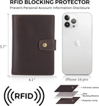 Polare Slim RFID Blocking Leather Passport Holder Travel Bifold Wallet For Men (Dark Brown(Snap Version))